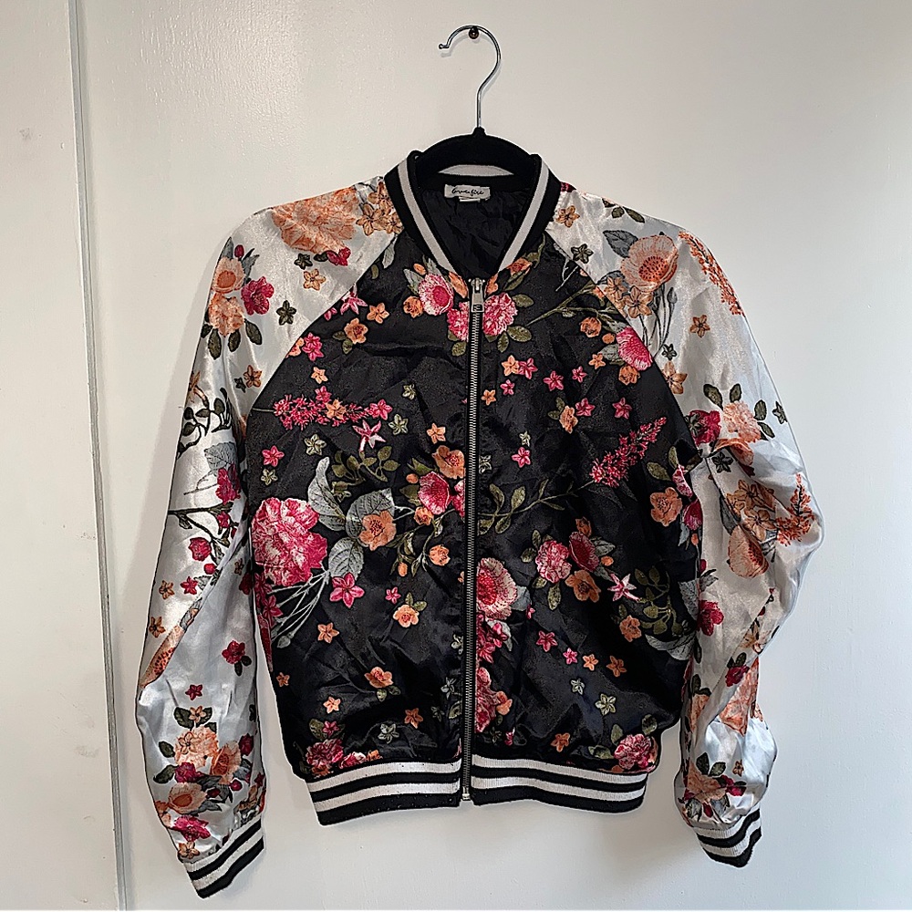 Love, Fire Floral Jacket Bomber
